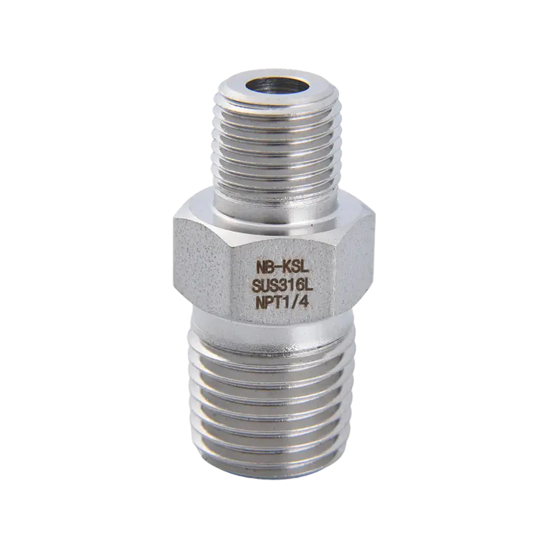 Conector cu filet exterior dublu reducător din oțel inoxidabil 316L